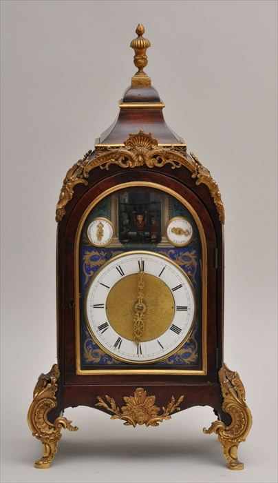 Appraisal: GEORGE III-STYLE GILT-METAL MOUNTED MAHOGANY AND OAK MUSICAL BRACKET CLOCK