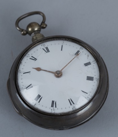 Appraisal: English Keywound Pocket Watch Silver Double Case English Key wound