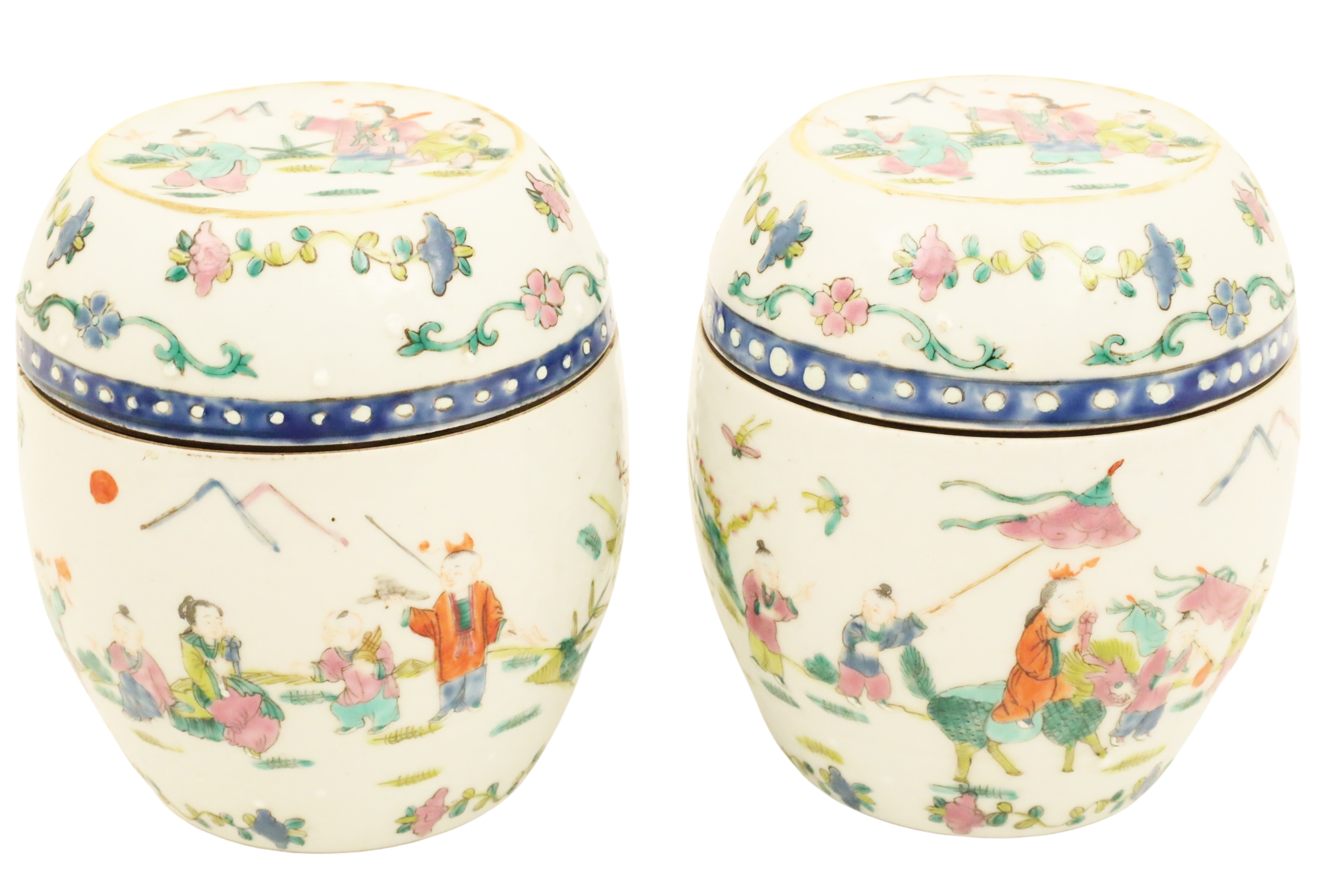 Appraisal: PAIR OF CHINESE PORCELAIN COVERED JARS Pair of Chinese porcelain