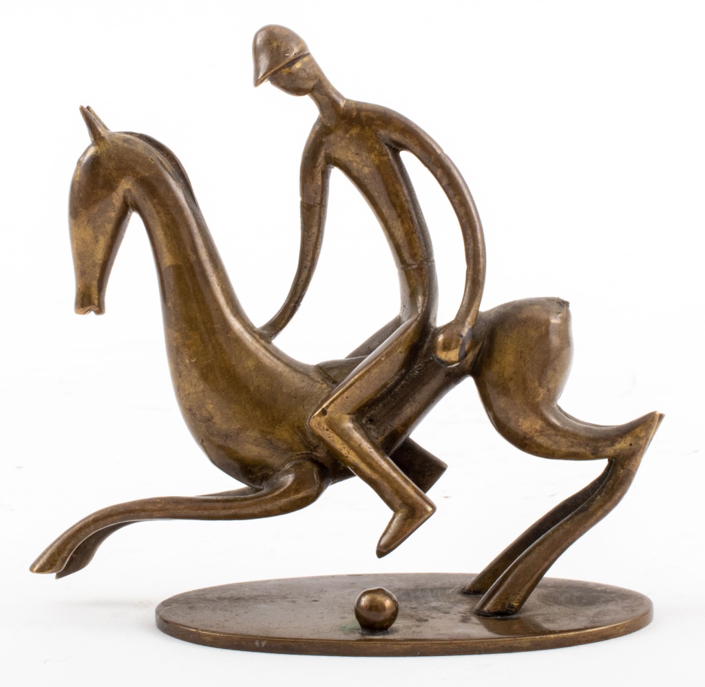 Appraisal: HAGENAUER ART DECO BRONZE POLO PLAYER SCULPTURE Hagenauer Art Deco