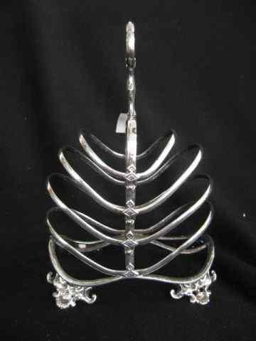 Appraisal: English Silverplate Toast Rack footed center handle circa '' tall