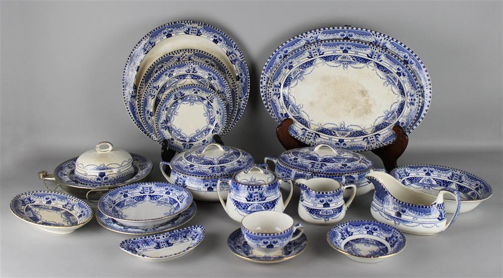 Appraisal: BUFFALO POTTERY BLUE AND WHITE 'VIENNA' PATTERN PART SERVICE blue