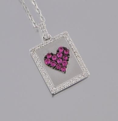 Appraisal: A Diamond and Ruby Ace of Hearts Pendant with Chain