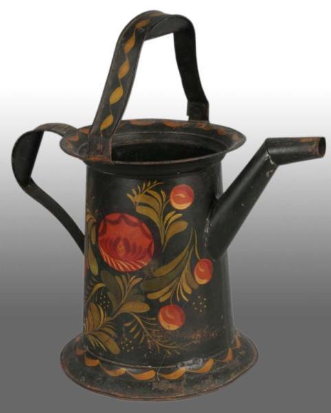 Appraisal: Pennsylvania Dutch Painted Toleware Watering Can Description Handled Some minor