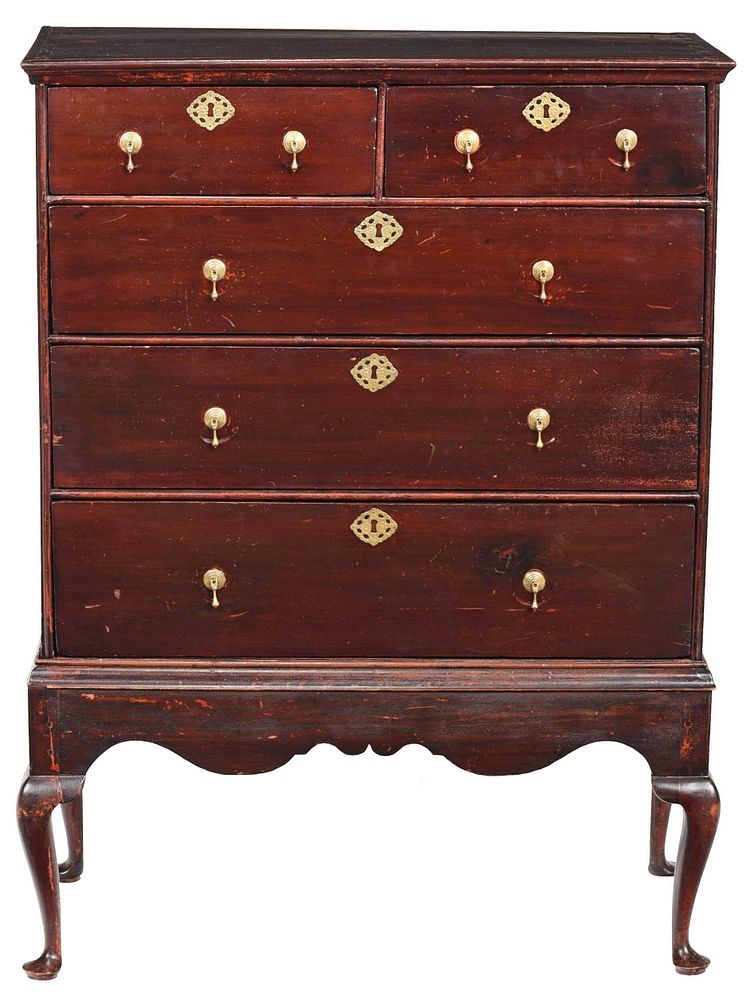 Appraisal: New England Queen Anne Maple Chest on Frame probably Connecticut