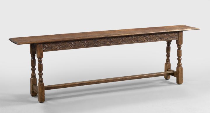 Appraisal: Provincial Oak Bench late th century the long plank top