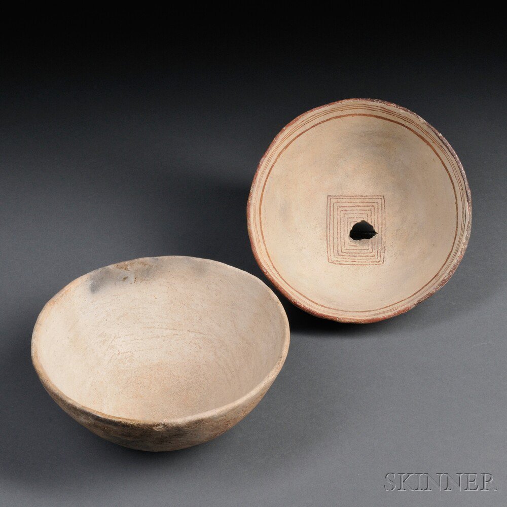 Appraisal: Two Mimbres Pottery Bowls one undecorated the other with central