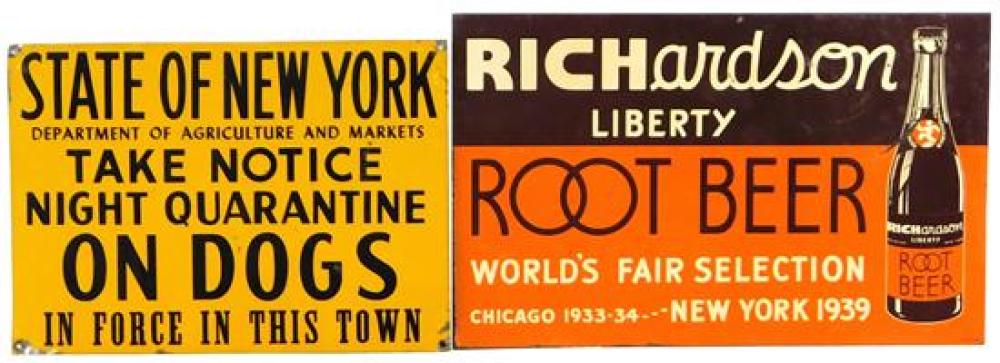 Appraisal: ADVERTISING Two tin signs Richardson Root Beer referenced New York