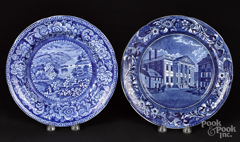 Appraisal: Two Historical blue Staffordshire plates Two Historical blue Staffordshire plates