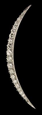 Appraisal: Diamond crescent brooch graduated round full-cut diamonds total estimate weight