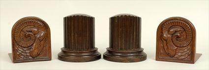 Appraisal: Pair of Column-Form Bookends Together with a pair of carved