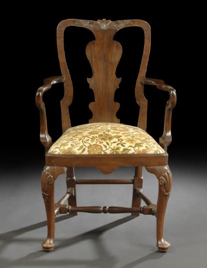 Appraisal: George II-Style Mahogany Armchair mid- th century the shaped shell-