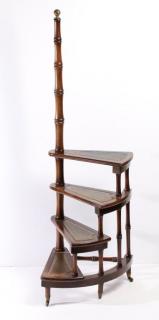 Appraisal: Walnut Victorian The four fixed steps partially topped with gilt-stamped