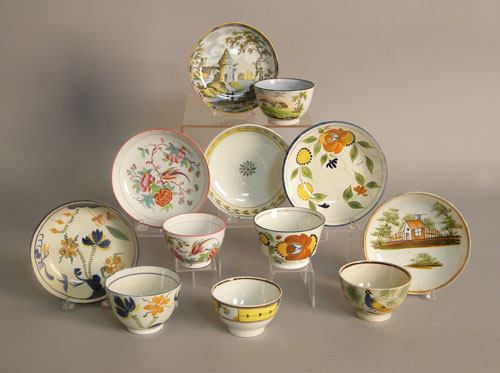 Appraisal: Six pearlware cups and saucers th c