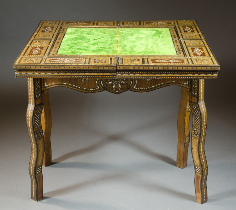 Appraisal: PARQUETRY INLAID GAME TABLE Syrian th century having a rectangular