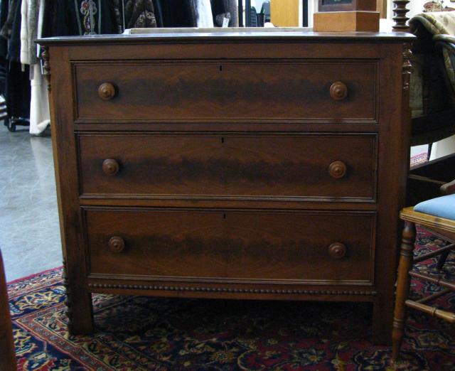 Appraisal: Burled Walnut wooden pulls Late Victorian Three Drawer Dresser