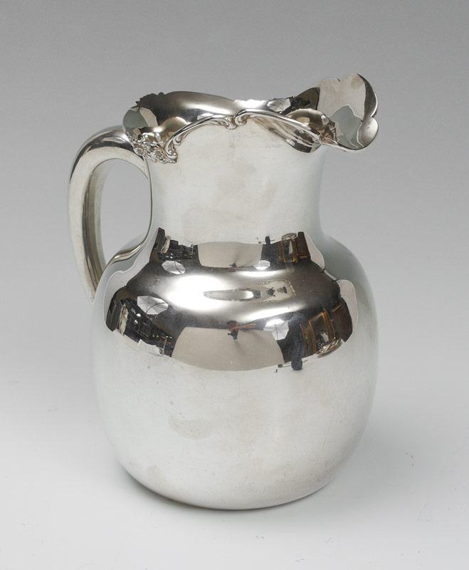 Appraisal: GEORGE SHIEBLER STERLING WATER PITCHER Embossed rose and foliate scroll