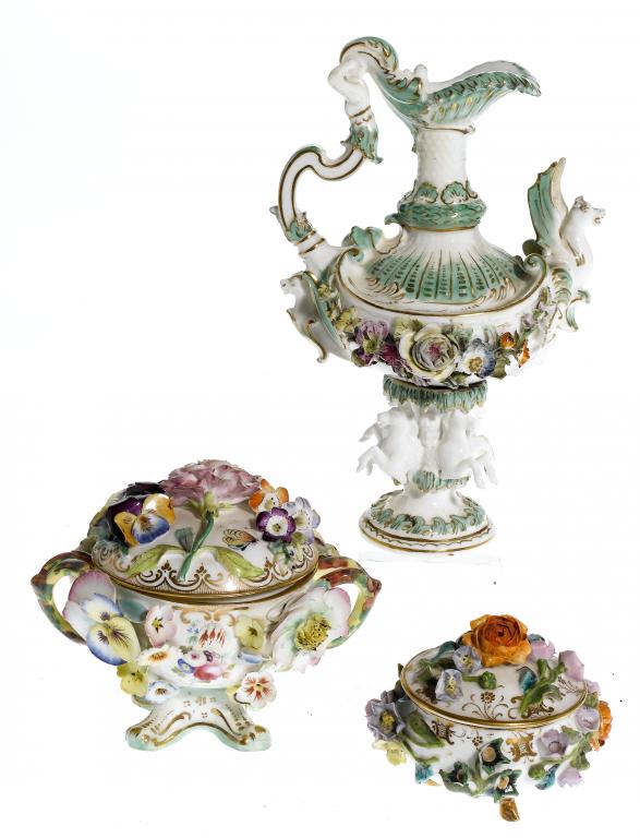 Appraisal: A RARE COALPORT FLORAL ENCRUSTED CHESTERFIELD COLOGNE EWER A SIMILAR