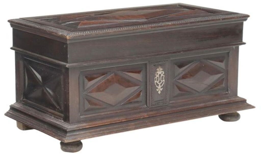 Appraisal: French Louis XIII style walnut coffer storage chest th c