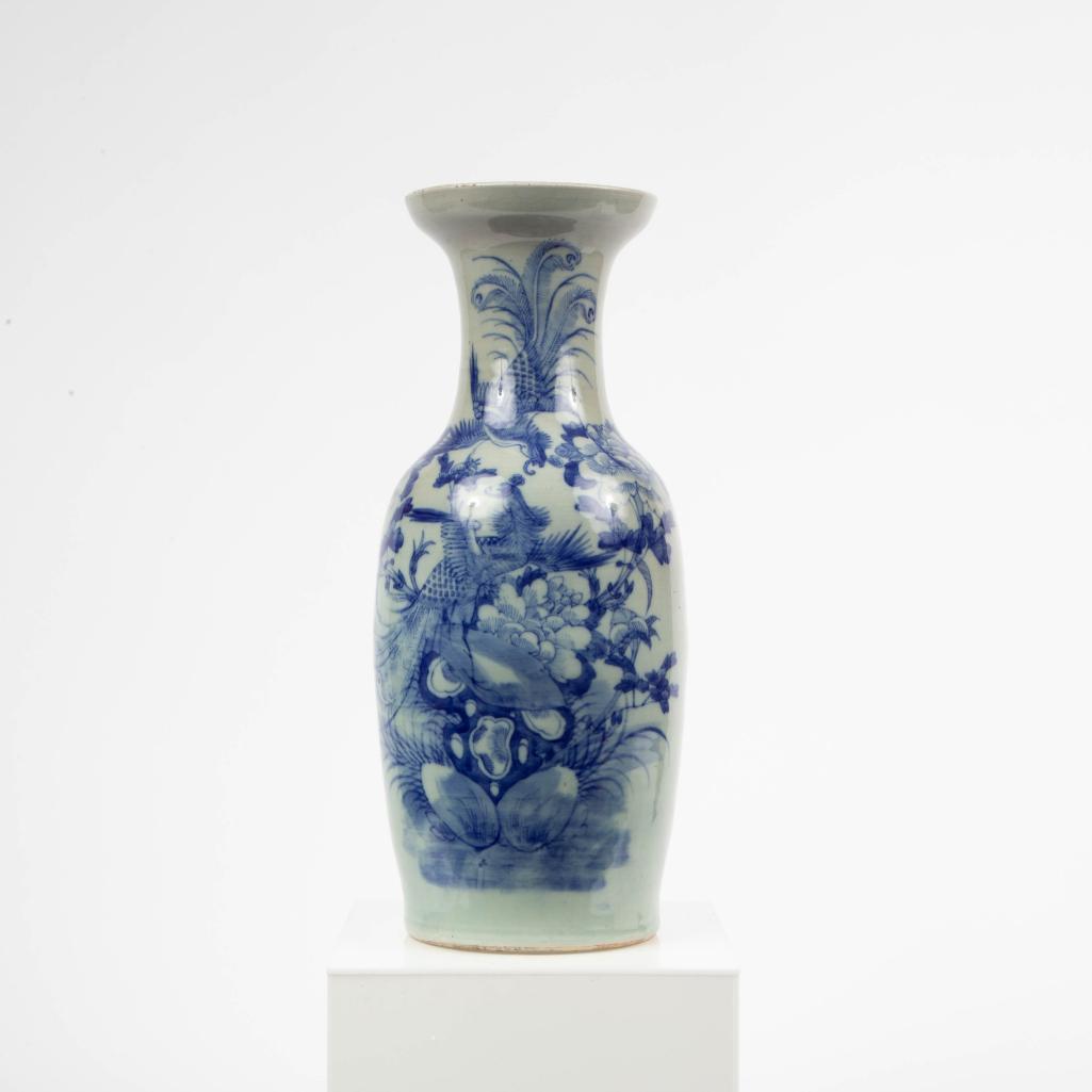 Appraisal: TALL BLUE GLAZED CHINESE VASE TH CENTURY A tall blue