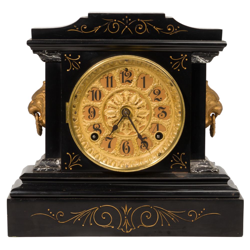 Appraisal: ANSONIA MANTEL CLOCKPatented June having a metal and wood casing