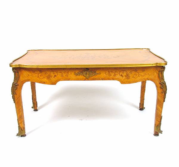 Appraisal: A Louis XV style inlaid coffee table th century height