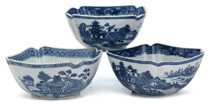 Appraisal: Three Chinese export blue and white bowl s early th