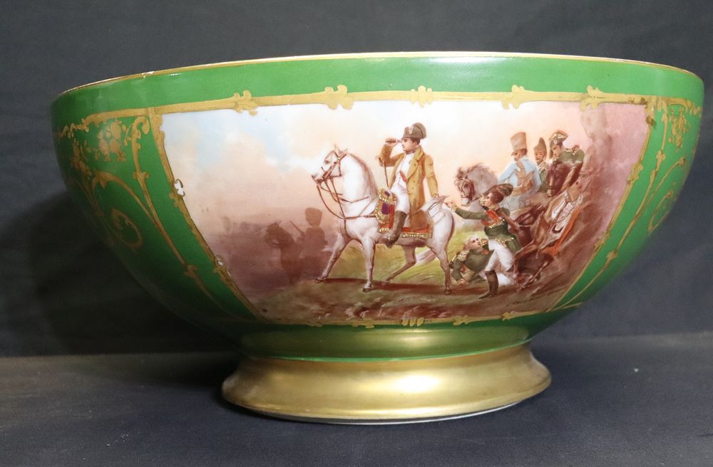 Appraisal: Limoges Hand Painted Center Bowl With Napoleonic Scenes From a