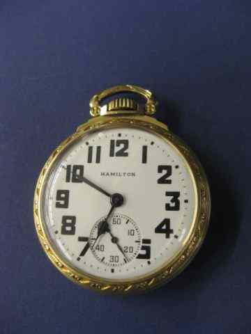 Appraisal: Hamilton Railroad Pocketwatch -B Model jewel serial C gold-filled open