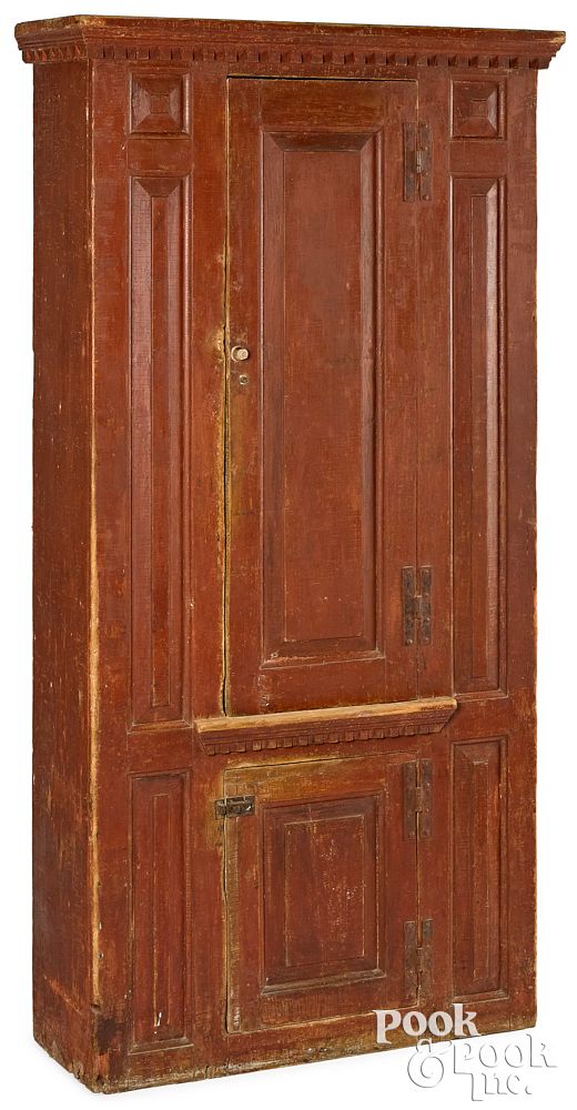 Appraisal: Painted pine cupboard late th c Painted pine cupboard late