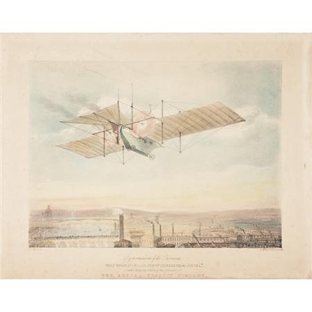 Appraisal: AERIAL STEAM CARRIAGE Group of three prints showing William Samuel