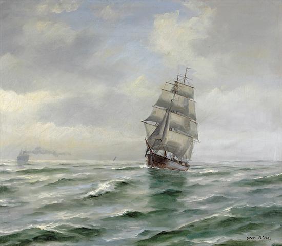 Appraisal: Sten Bille Danish - FULLY RIGGED SHIP oil on canvas