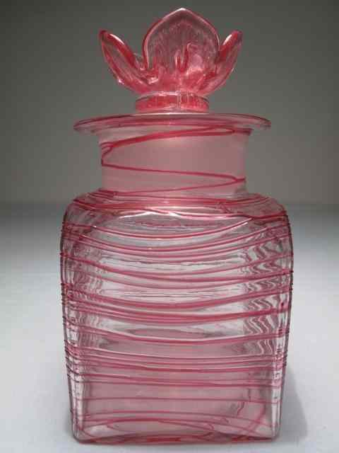 Appraisal: Steuben art glass dresser or vanity jar with Cerise Ruby