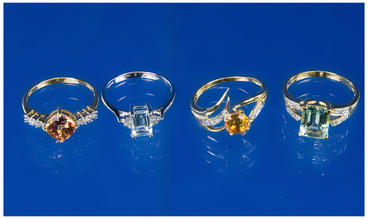 Appraisal: Collection Of Four ct Gold Diamond Dress Rings Set With