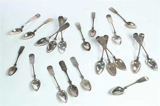 Appraisal: TWENTY SILVER TABLESPOONS American th century Six are marked ''H