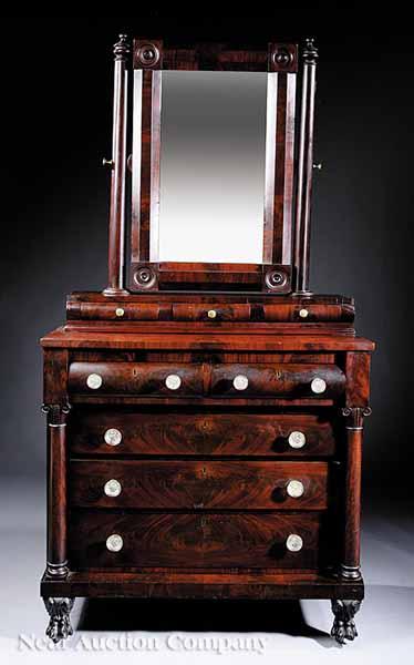 Appraisal: An American Classical Mahogany Gentleman's Dressing Chest c the mirror