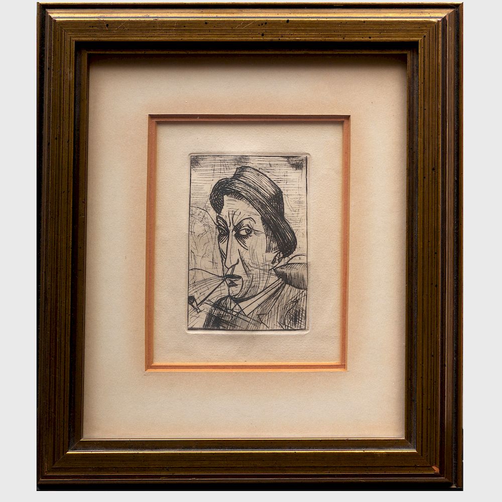 Appraisal: Andr Derain - Autoportrait Etching in black on laid paper