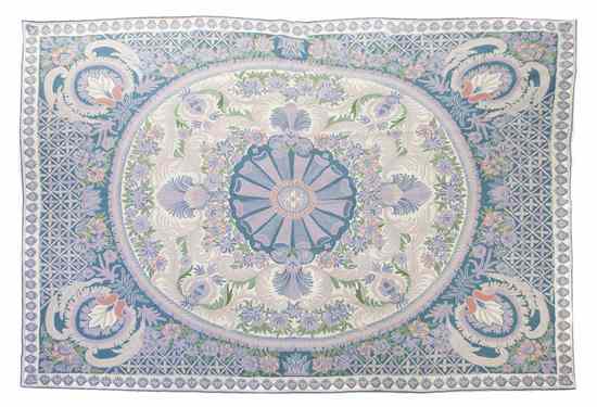 Appraisal: An Indian Chain Stitch Rug having a stylized foliate center