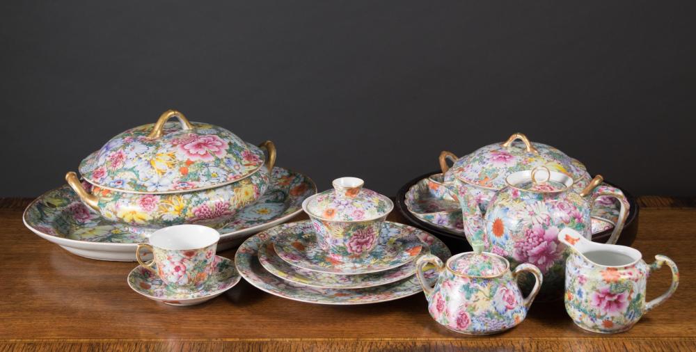 Appraisal: CHINESE MILLE FLEUR PORCELAIN ASSEMBLED CHINA SET pieces comprised of