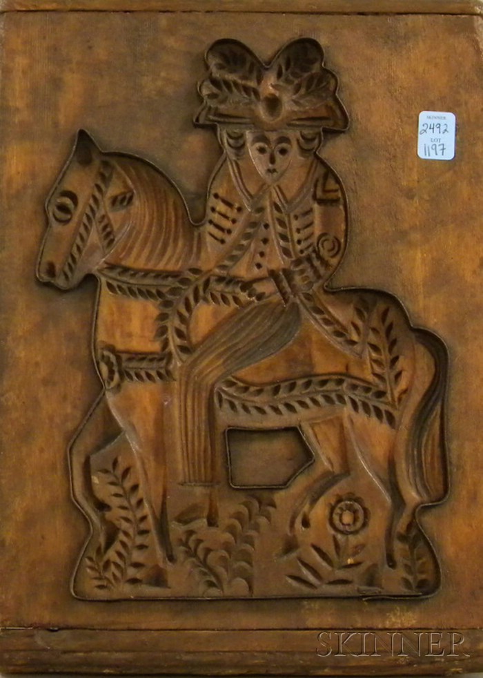 Appraisal: German Carved Wood and Metal Gingerbread Mold with a cut-out