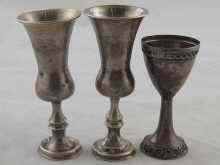 Appraisal: Three silver kiddush cups two hallmarked sterling