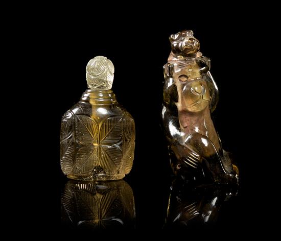 Appraisal: Sale Lot Two Smokey Quartz Snuff Bottles the first of