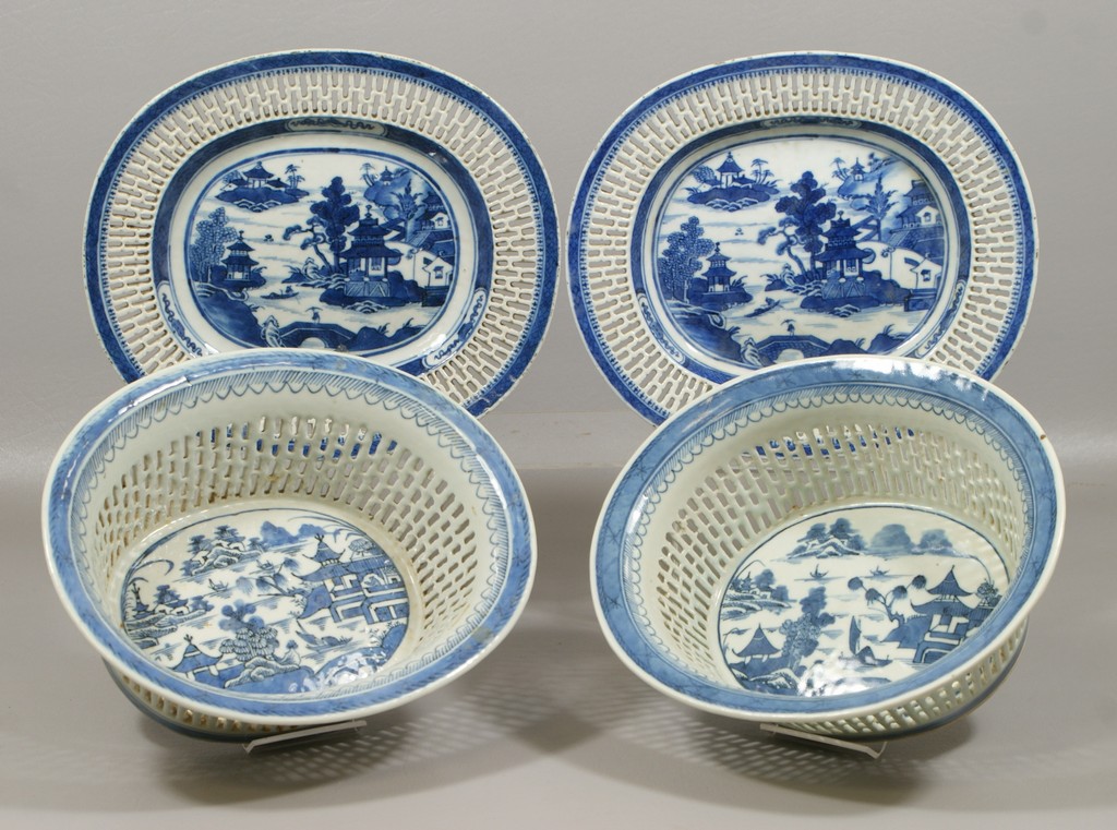 Appraisal: pcs of Chinese Export Canton Porcelain to include reticulated baskets