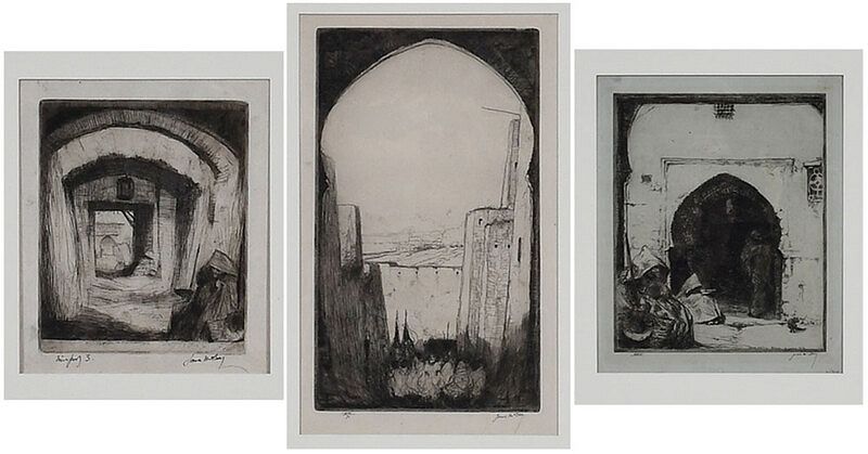 Appraisal: James McBey Scottish - Three Tetuan Morocco etchings View From