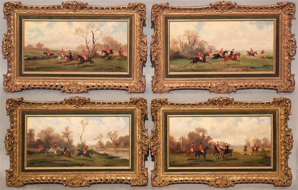 Appraisal: ROBERT STONE BRITISH - HUNTING SCENES a group of four