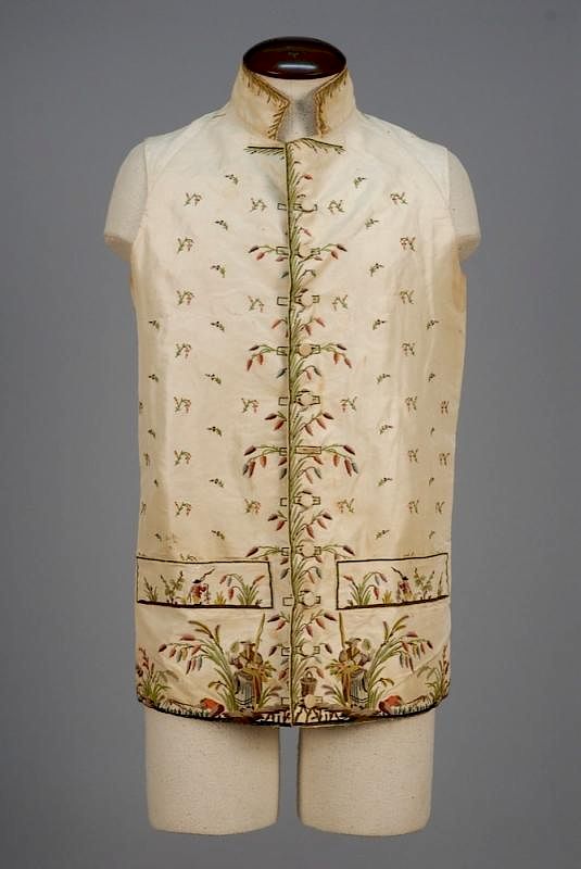 Appraisal: GENTS SILK WAISTCOAT EMBROIDERED with FISHING THEME LATE th C