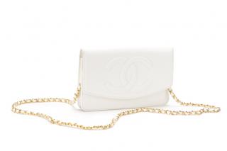 Appraisal: Chanel White Caviar Leather Wallet on Chain Chanel French founded