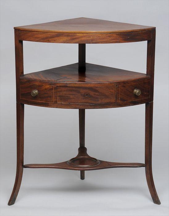 Appraisal: GEORGE III INLAID MAHOGANY BASIN STAND The bowed top over