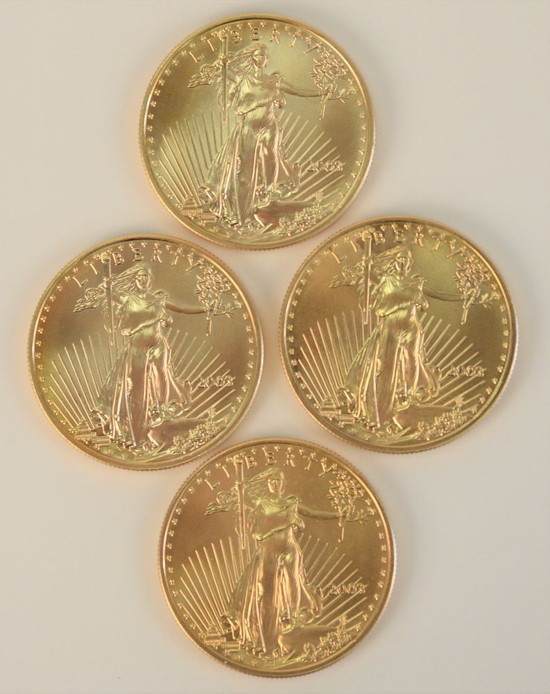 Appraisal: Four Gold Eagles oz each Four Gold Eagles oz each