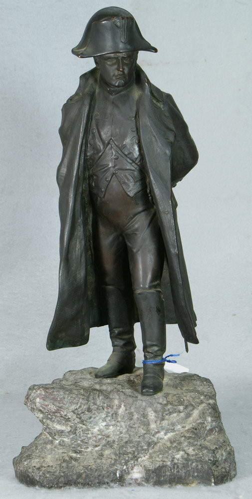 Appraisal: Bronze sculpture of Napoleon holding spyglass behind his back on